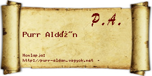 Purr Aldán névjegykártya
